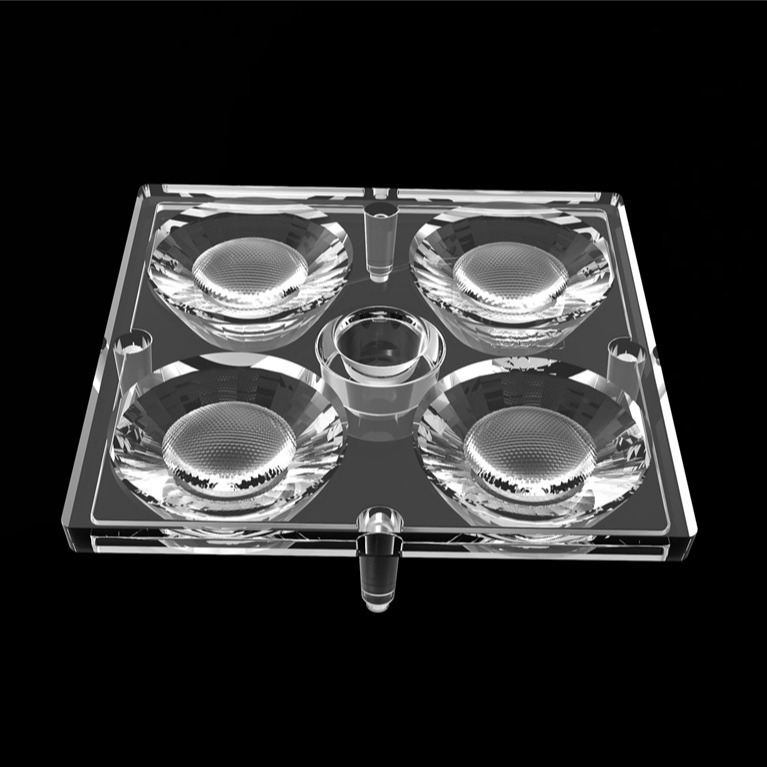 50*50mm 30 graad 4 in 1 LED lichtlens PC materiaal voor overstromingsverlichting SMD7070/ 5050/4*3030 LED