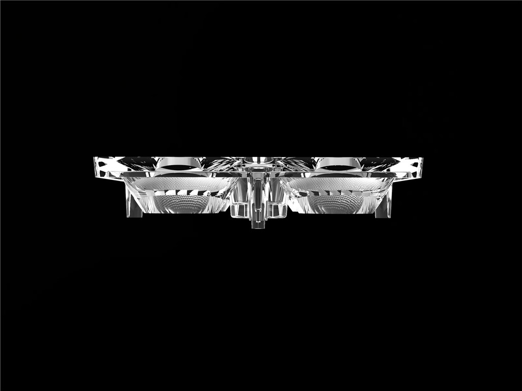 50*50mm 30 graad 4 in 1 LED lichtlens PC materiaal voor overstromingsverlichting SMD7070/ 5050/4*3030 LED