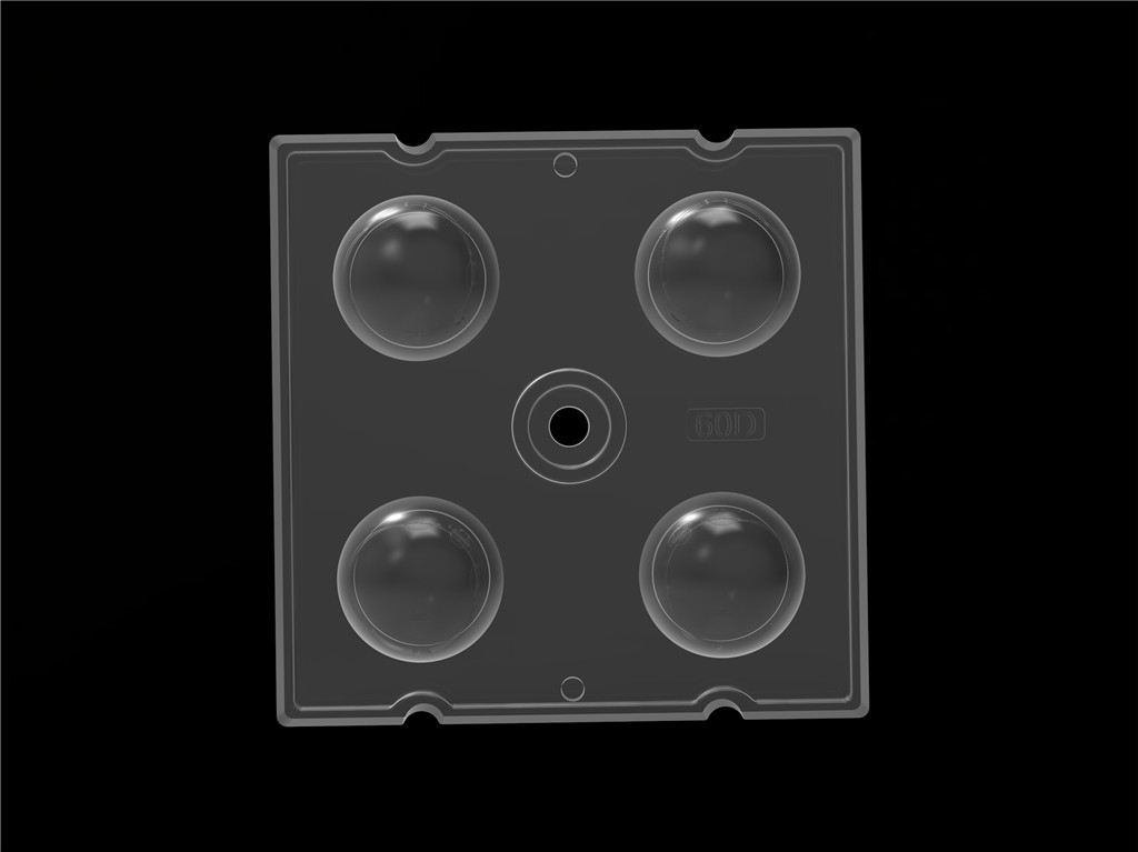 50*50mm 60 graad 4 in 1 LED lichtlens PC materiaal voor overstromingsverlichting SMD7070/ 5050/4*3030 LED