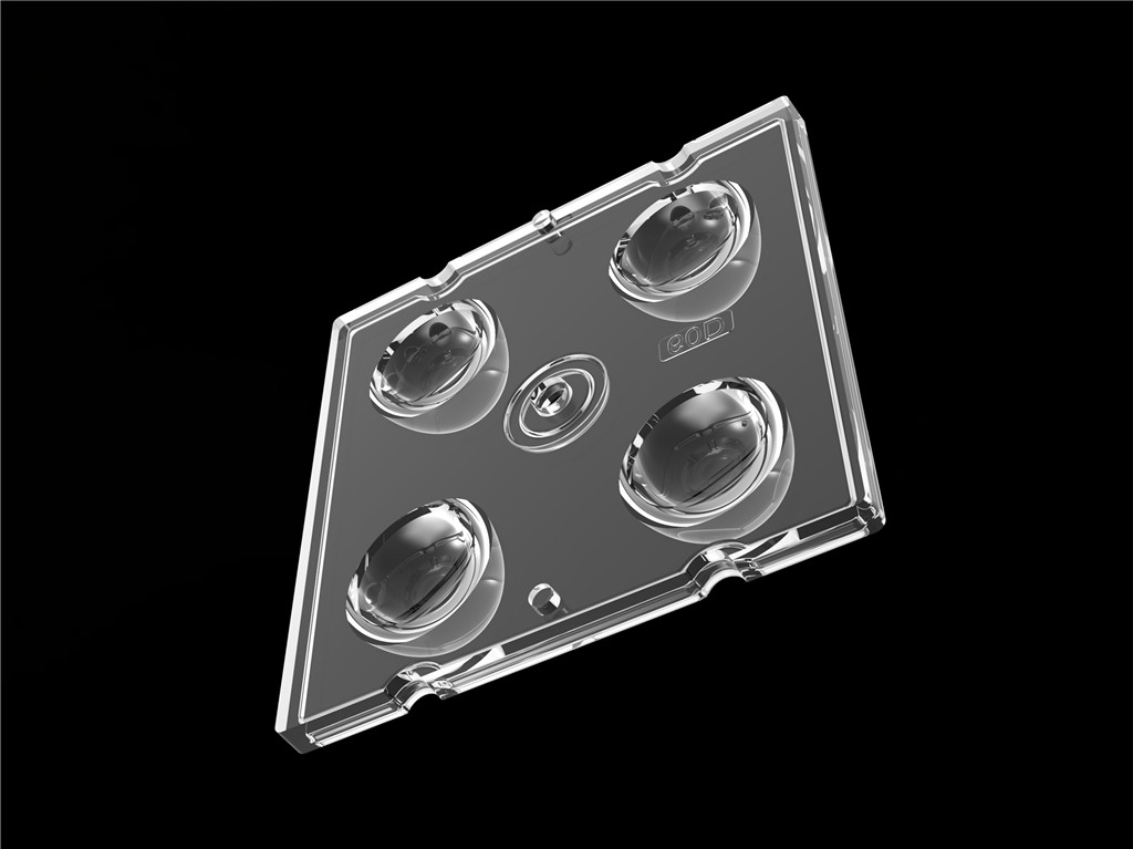 50*50mm 60 graad 4 in 1 LED lichtlens PC materiaal voor overstromingsverlichting SMD7070/ 5050/4*3030 LED