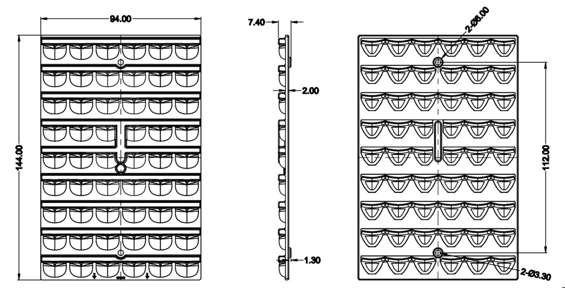 PC LED-stadionverlichting met 3030 Chips 54 LED-lens, plastic led-optic voor tunnelverlichting / veldverlichting / straatverlichting /